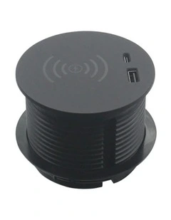 In Desk Wireless Charging & USB Cable Cubby Management Dock - 9cm - Black
