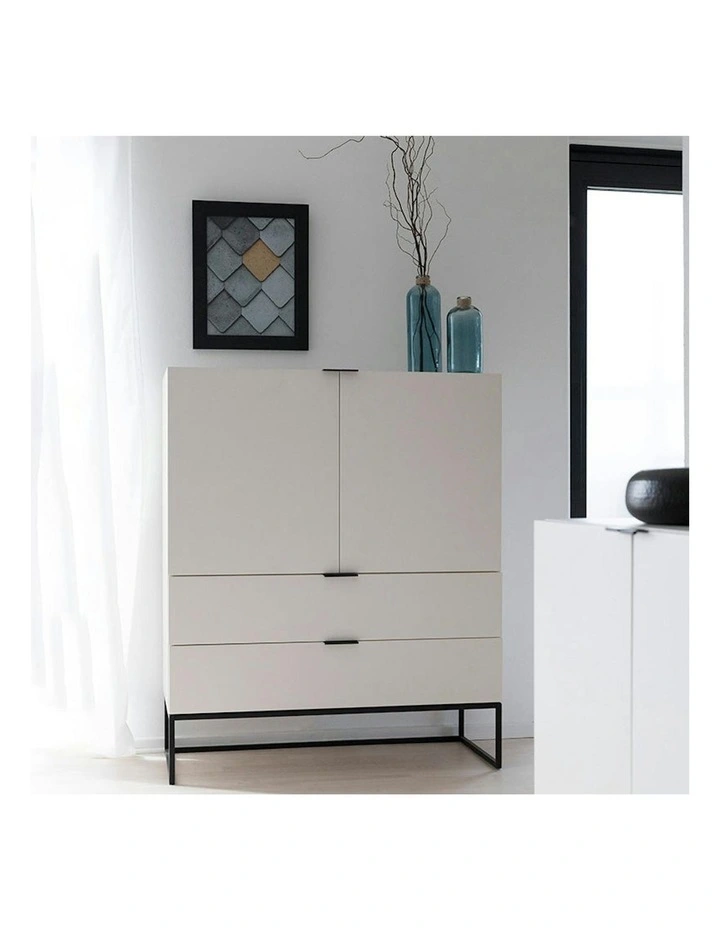 SVANA Tall Sideboard 100cm - White image 3