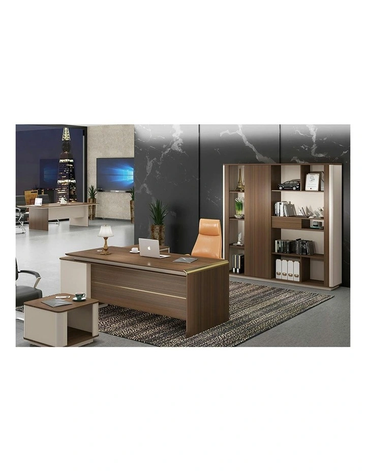 ANDERSON Executive Desk 2.0M Reversible - Hazelnut & Beige image 6