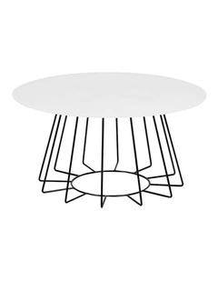 CYRUS Glass Coffee Table 80cm - White & Black