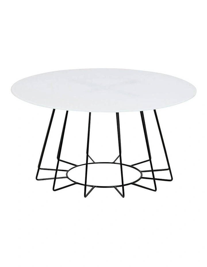 CYRUS Glass Coffee Table 80cm - White & Black image 3