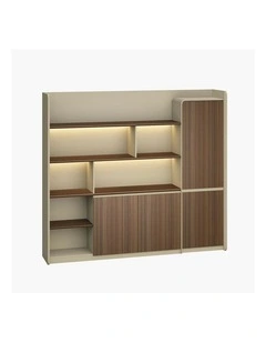 ANDERS Display Wall Unit 240cm - Hazelnut & Beige