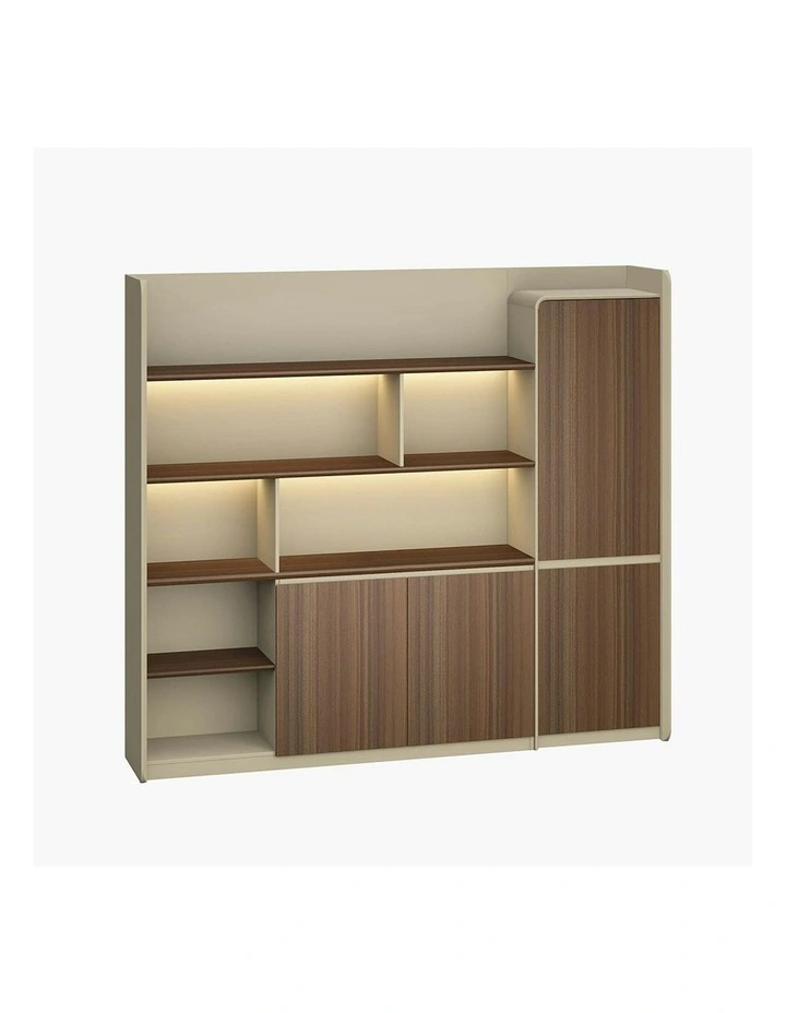 ANDERS Display Wall Unit 240cm - Hazelnut & Beige image 1