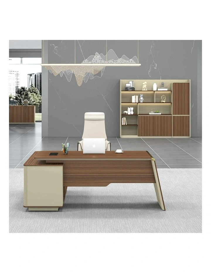 ANDERS Display Wall Unit 240cm - Hazelnut & Beige image 3