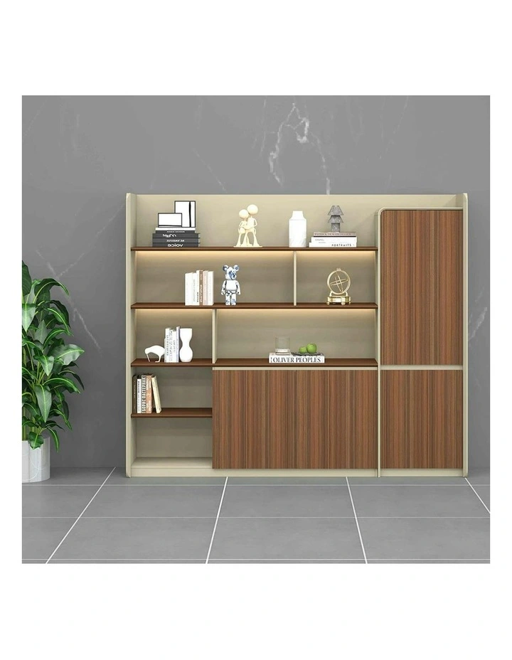 ANDERS Display Wall Unit 240cm - Hazelnut & Beige image 4