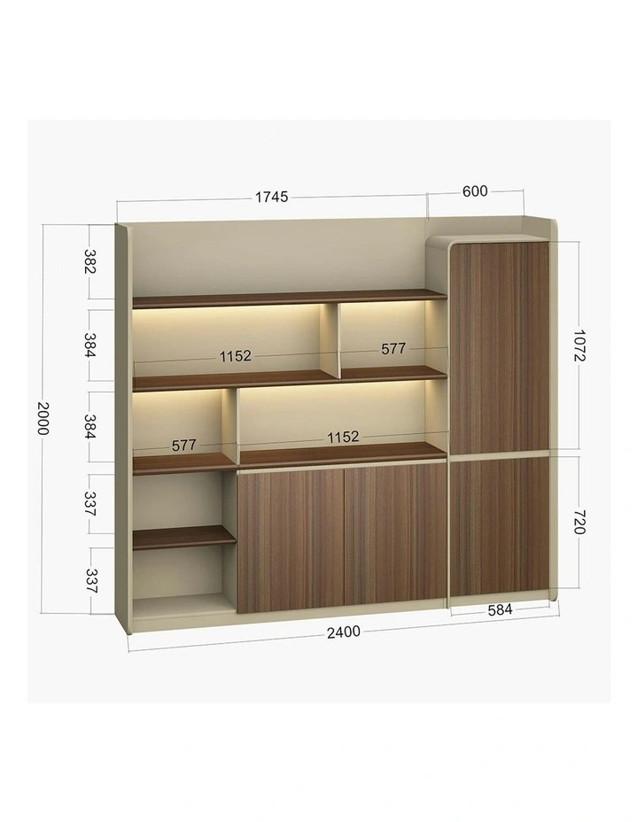 ANDERS Display Wall Unit 240cm - Hazelnut & Beige image 5