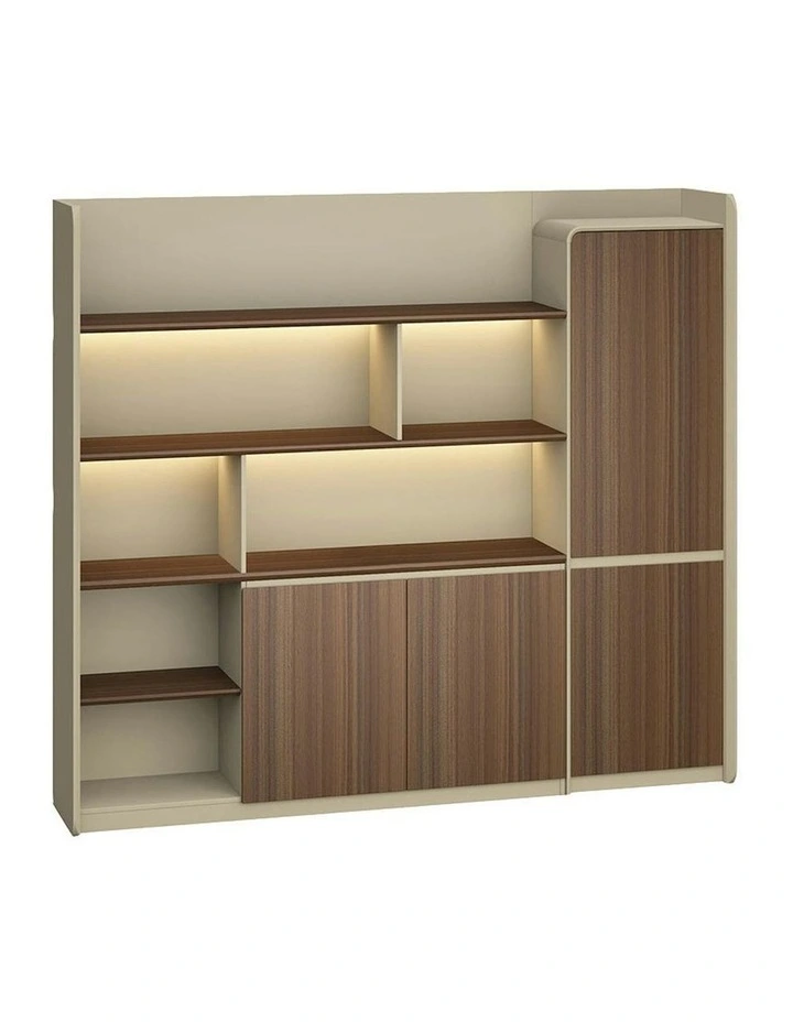 ANDERS Display Wall Unit 240cm - Hazelnut & Beige image 6