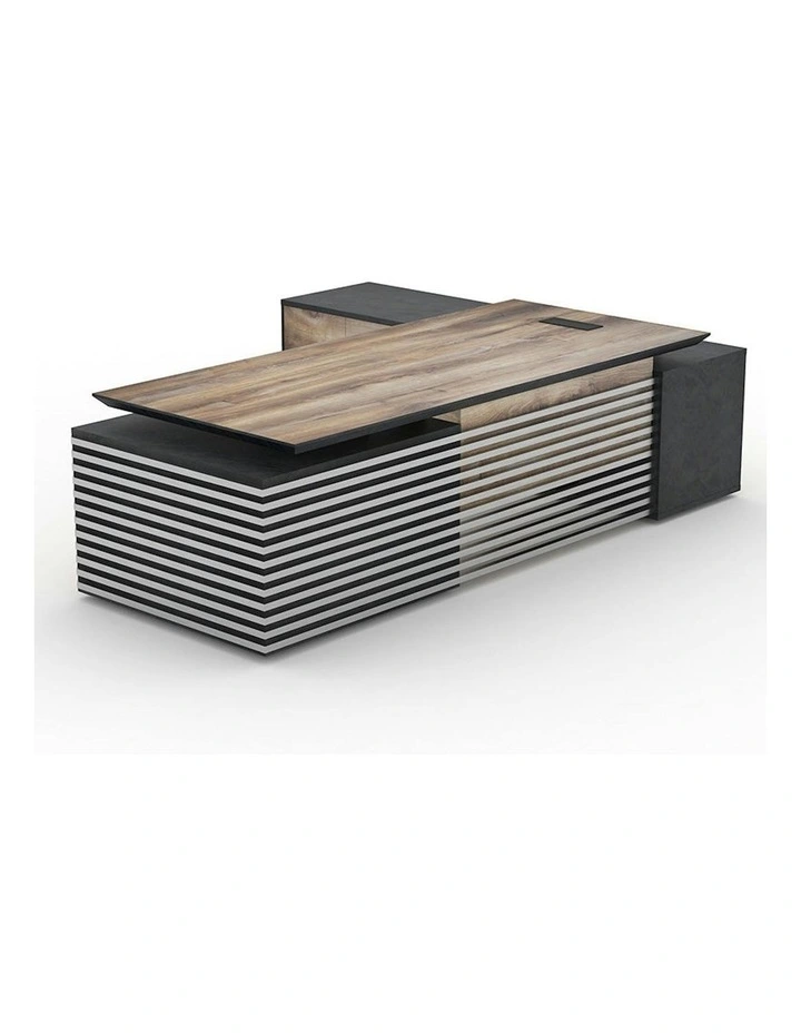 PHOENIX Executive Desk with Left Return 2.8M - Warm Oak & Black image 1