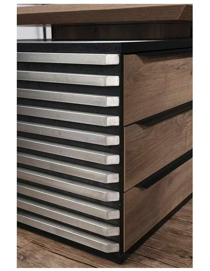 PHOENIX Executive Desk with Left Return 2.8M - Warm Oak & Black image 3