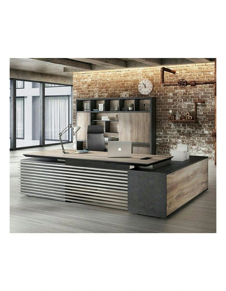 PHOENIX Executive Desk with Left Return 2.8M - Warm Oak & Black image 4