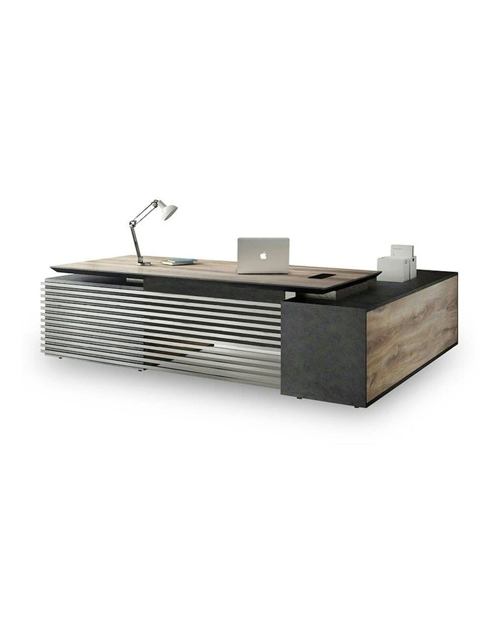 PHOENIX Executive Desk with Left Return 2.8M - Warm Oak & Black image 5