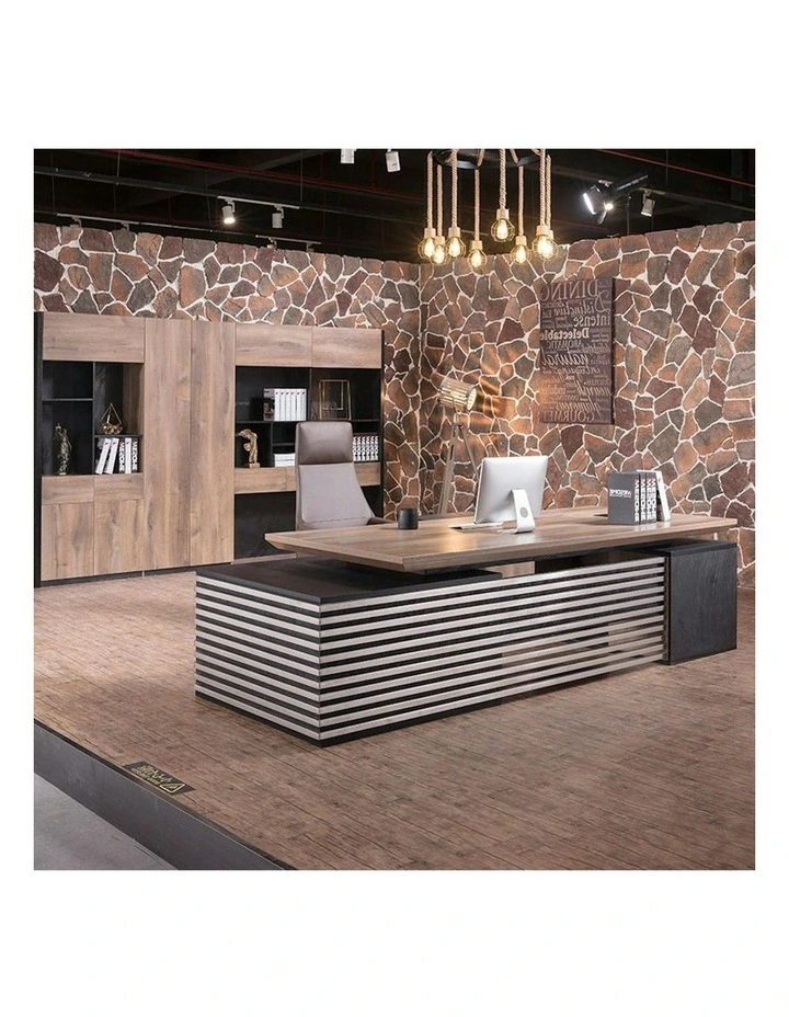 PHOENIX Executive Desk with Left Return 2.8M - Warm Oak & Black image 6