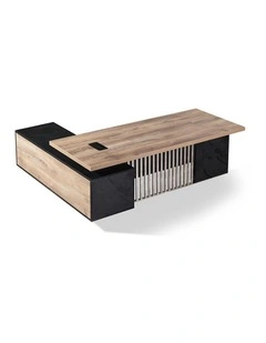 DAXTON Executive Desk with Right Return 200cm - Warm Oak & Black