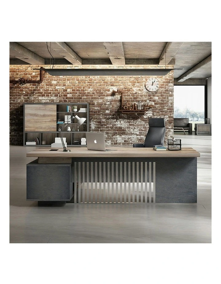 DAXTON Executive Desk with Right Return 200cm - Warm Oak & Black image 2