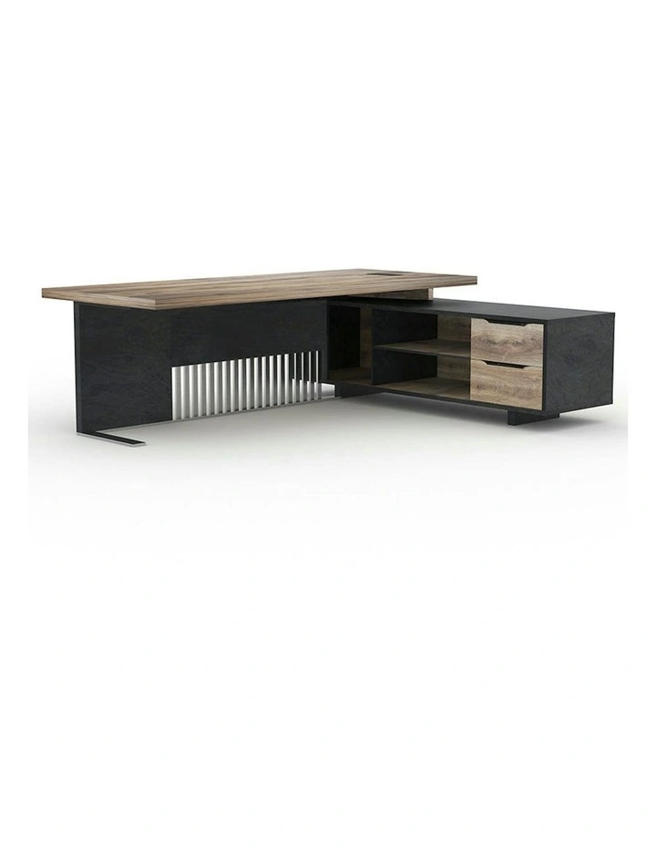 DAXTON Executive Desk with Right Return 200cm - Warm Oak & Black image 3