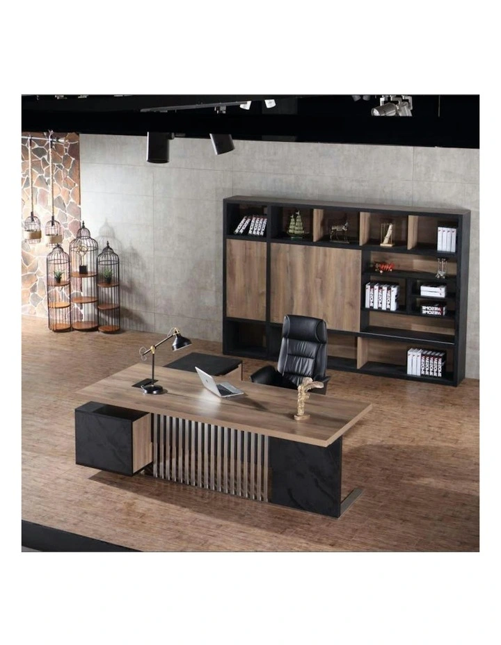 DAXTON Executive Desk with Right Return 200cm - Warm Oak & Black image 5