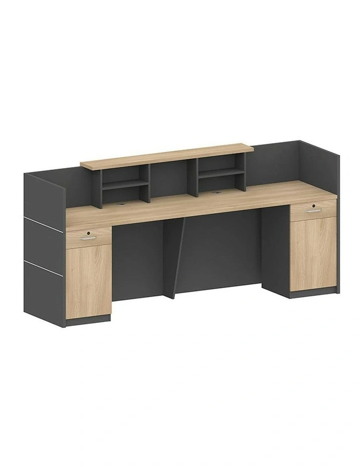 BELEN Reception Desk 2.4M - Acacia & Carbon Grey image 3