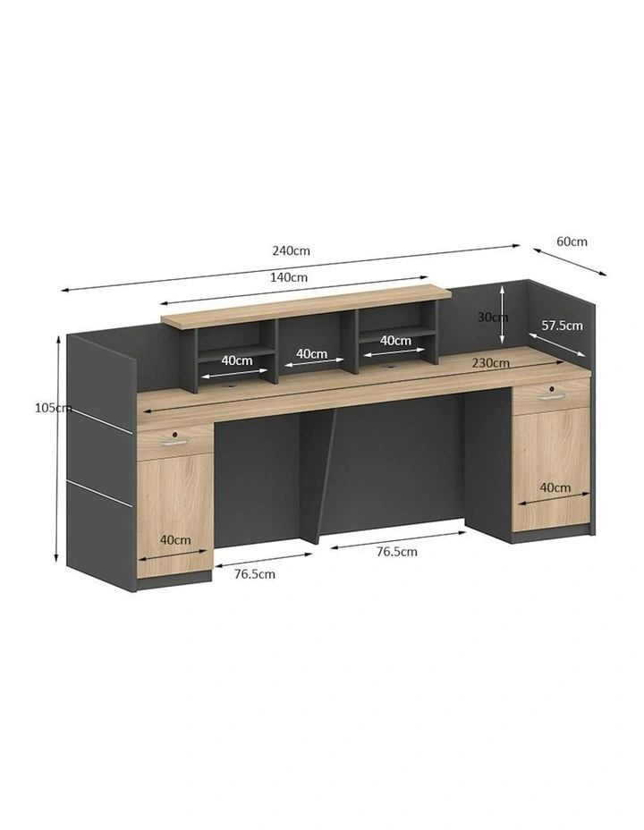 BELEN Reception Desk 2.4M - Acacia & Carbon Grey image 4