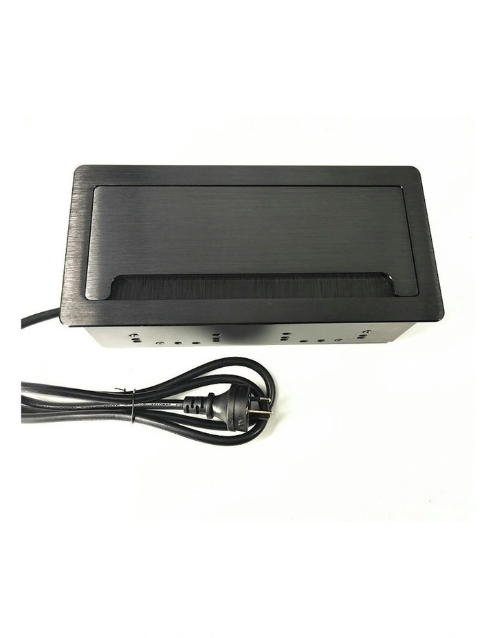 In Desk Cable Management Cubby Power, USB, HDMI & Data Box - 26.5cm -  Black image 1