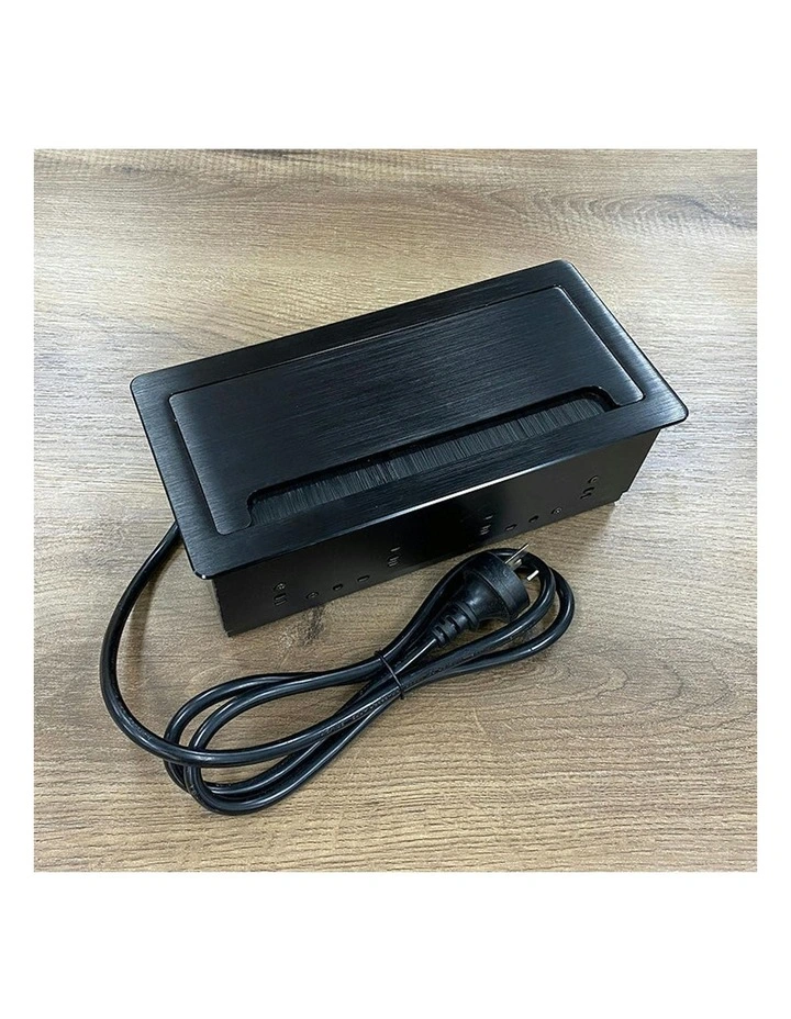 In Desk Cable Management Cubby Power, USB, HDMI & Data Box - 26.5cm -  Black image 7