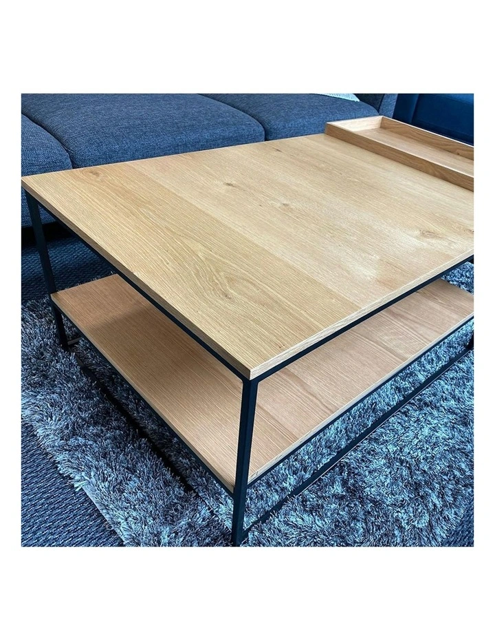 RIVOLI Coffee Table 120cm - Natural Oak & Black image 2