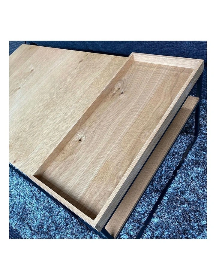 RIVOLI Coffee Table 120cm - Natural Oak & Black image 3