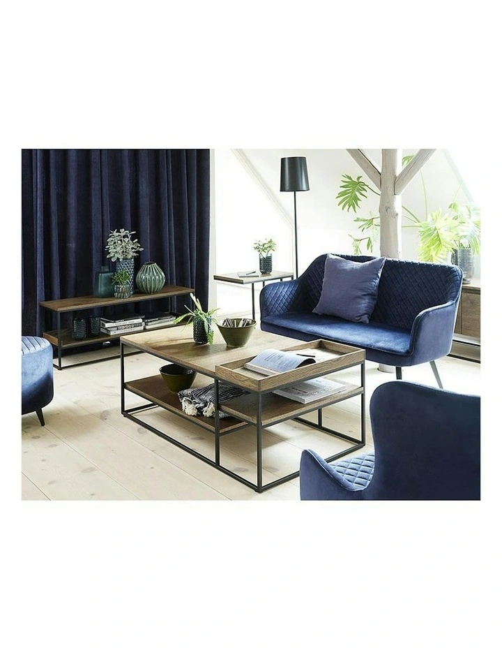 RIVOLI Coffee Table 120cm - Natural Oak & Black image 6