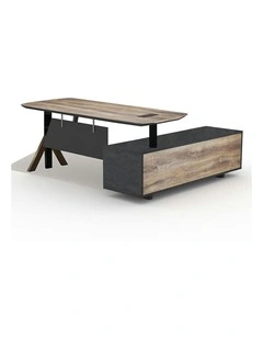 EASTON Sit Stand Electric Lift Executive Desk with Left Return 2.2m - Warm Oak & Black