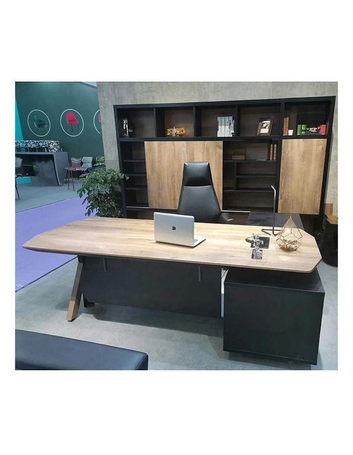 EASTON Sit Stand Electric Lift Executive Desk with Left Return 2.2m - Warm Oak & Black image 3