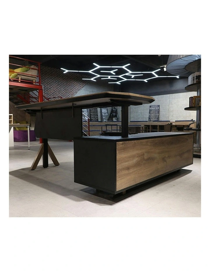 EASTON Sit Stand Electric Lift Executive Desk with Left Return 2.2m - Warm Oak & Black image 4