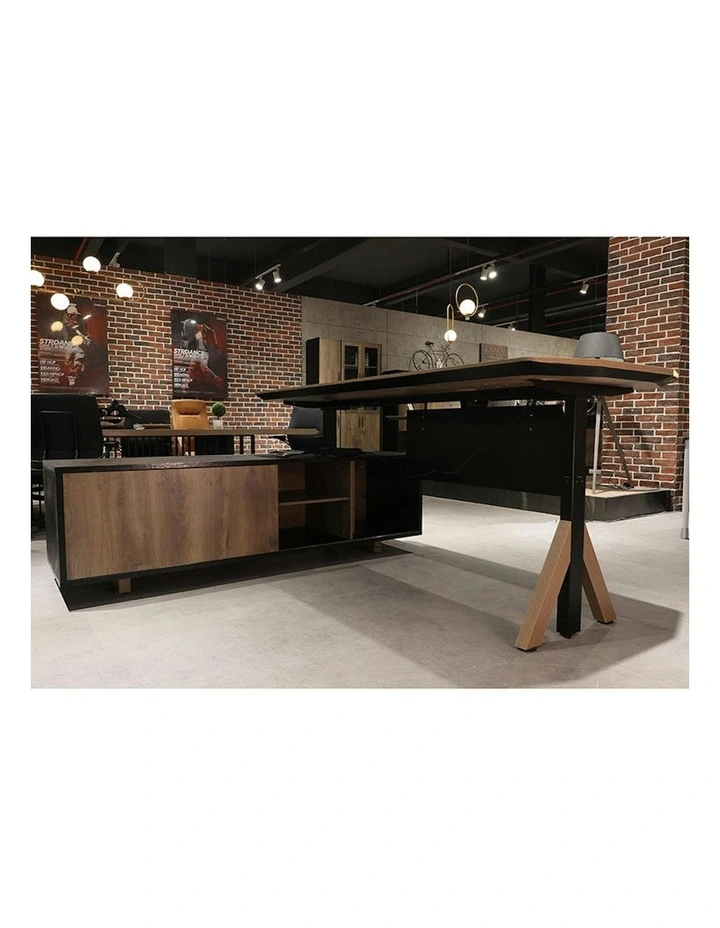 EASTON Sit Stand Electric Lift Executive Desk with Left Return 2.2m - Warm Oak & Black image 5
