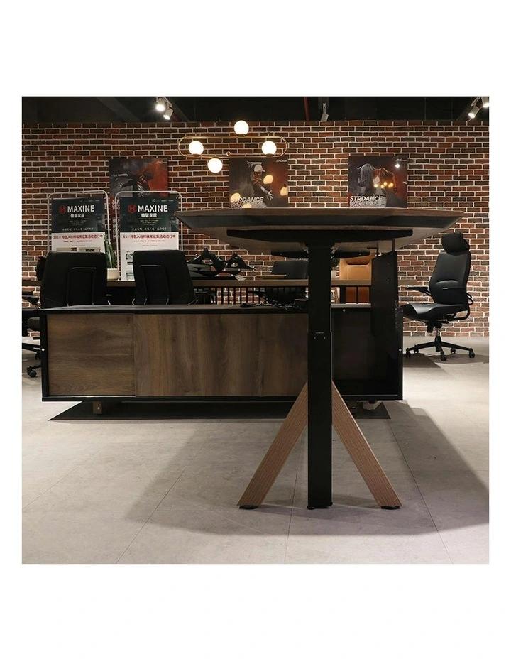 EASTON Sit Stand Electric Lift Executive Desk with Left Return 2.2m - Warm Oak & Black image 7