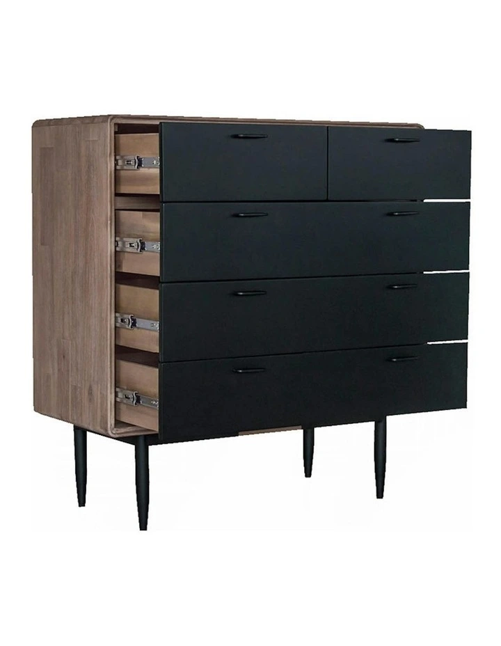 Binder Tall Sideboard 140cm Acacia Solid Wood - Sandblast & Black image 3
