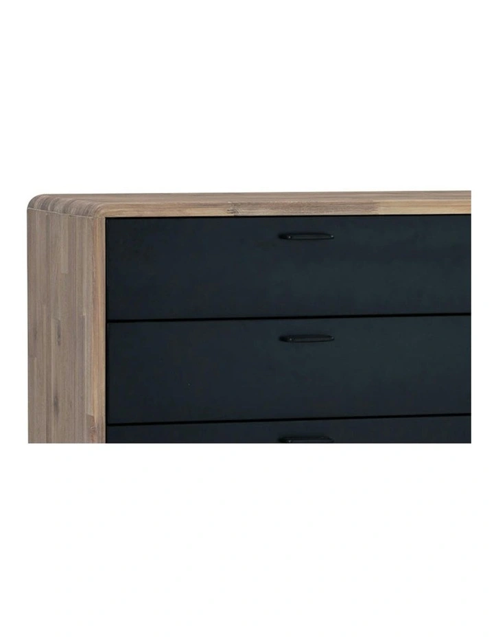 Binder Tall Sideboard 140cm Acacia Solid Wood - Sandblast & Black image 4