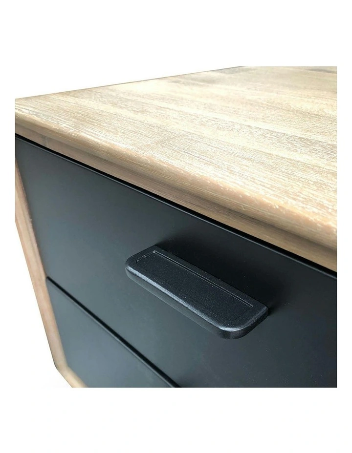 Binder Tall Sideboard 140cm Acacia Solid Wood - Sandblast & Black image 5