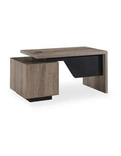 KELLEN Executive Desk with Right Return 1.6-1.8M - Warm Oak & Black