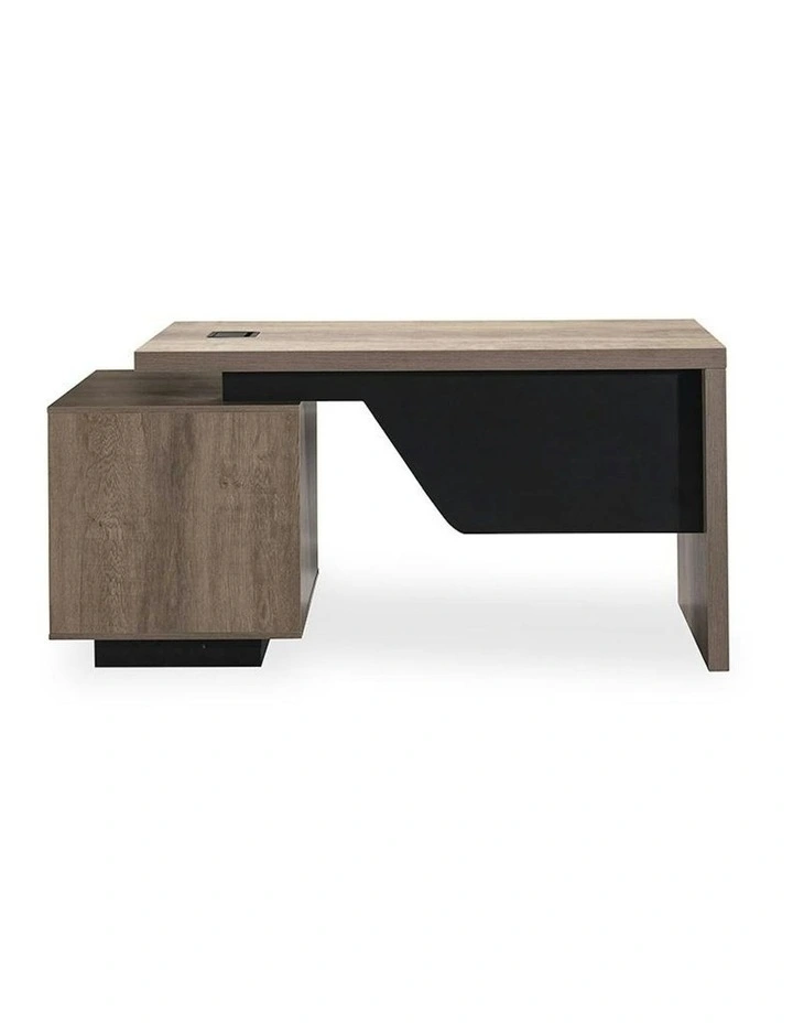 KELLEN Executive Desk with Right Return 1.6-1.8M - Warm Oak & Black image 3