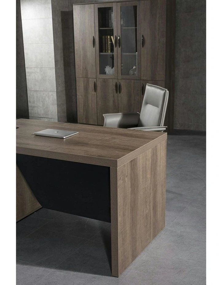 KELLEN Executive Desk with Right Return 1.6-1.8M - Warm Oak & Black image 5