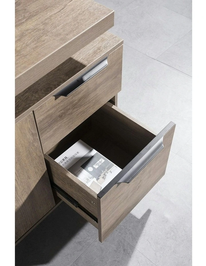 KELLEN Executive Desk with Right Return 1.6-1.8M - Warm Oak & Black image 6