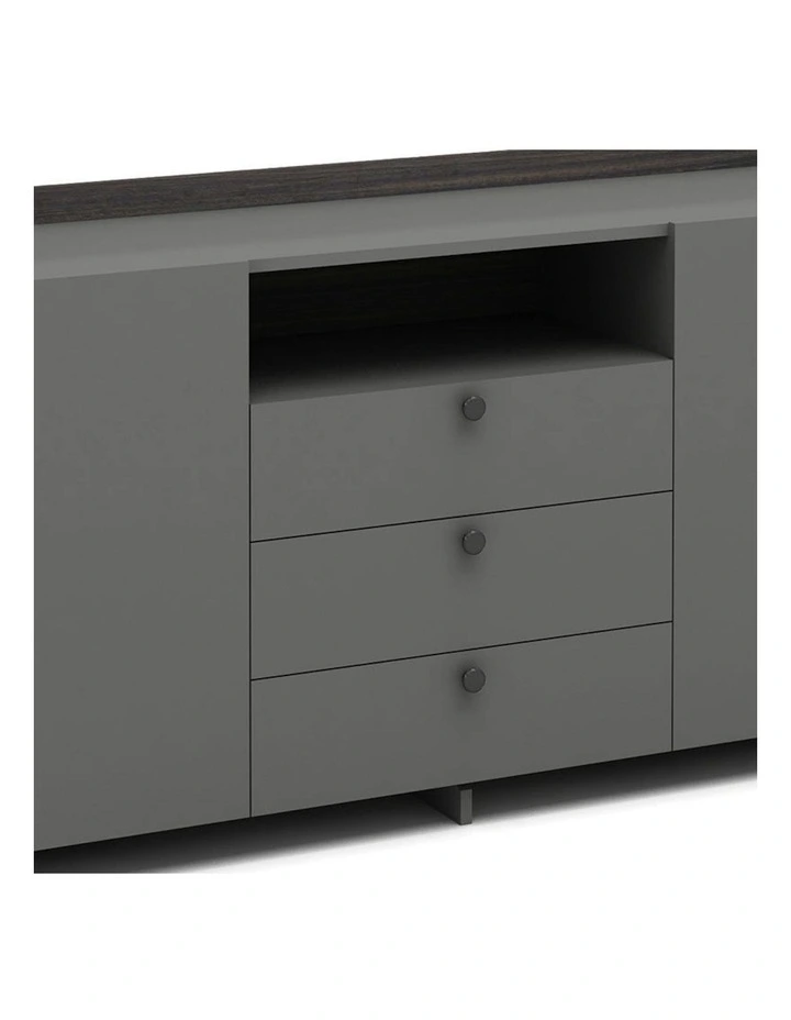 RADDIX Credenza Cabinet 160cm - Iron Grey & Brown image 6