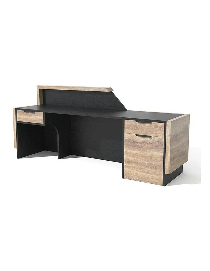 CONROY 2.4M Reception Desk Left Panel - Warm Oak & Black image 5