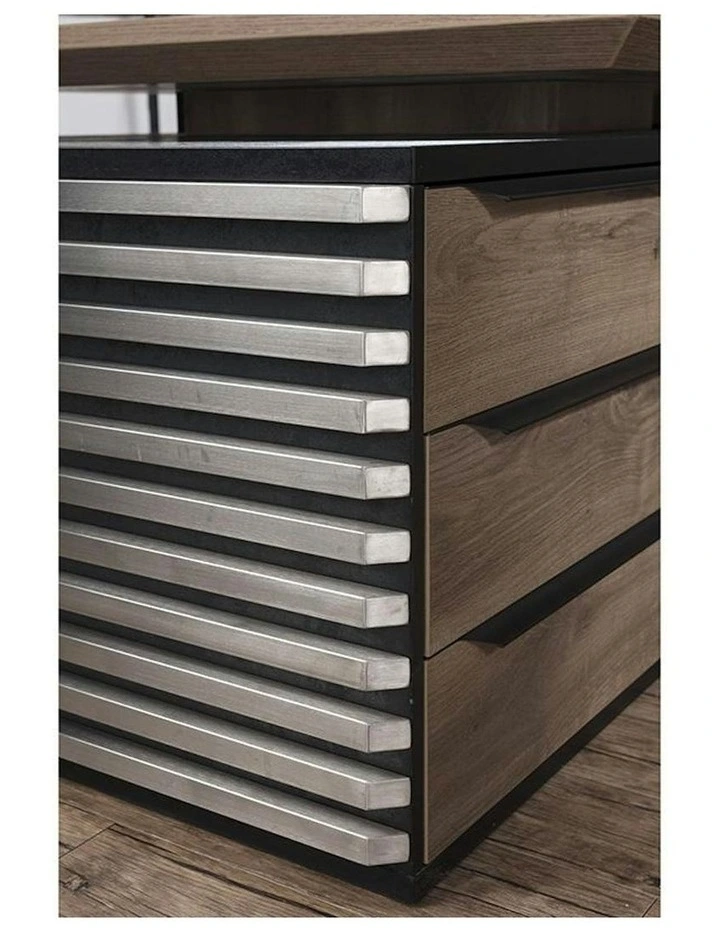 PHOENIX Executive Desk with Right Return 2.2M - Warm Oak & Black image 2