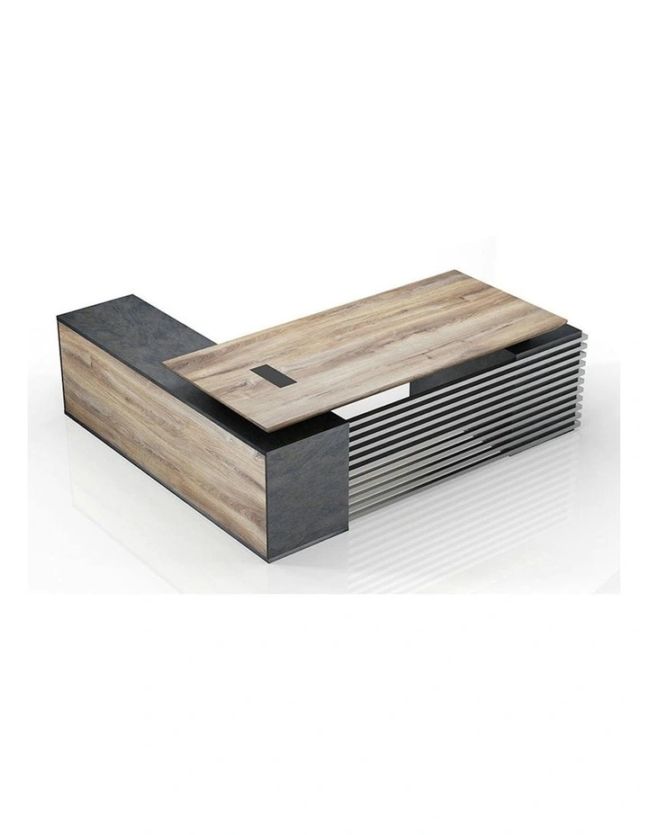 PHOENIX Executive Desk with Right Return 2.2M - Warm Oak & Black image 6