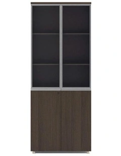 CARTER Display Unit 2 Door Bookcase 80cm -  Coffee Grey