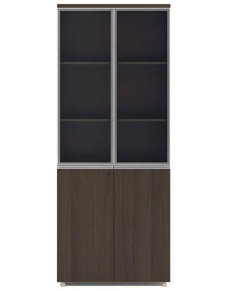 CARTER Display Unit 2 Door Bookcase 80cm - Coffee Grey image 1