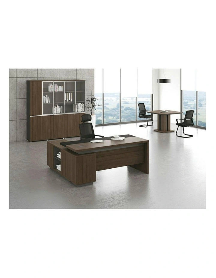 CARTER Display Unit 2 Door Bookcase 80cm - Coffee Grey image 3
