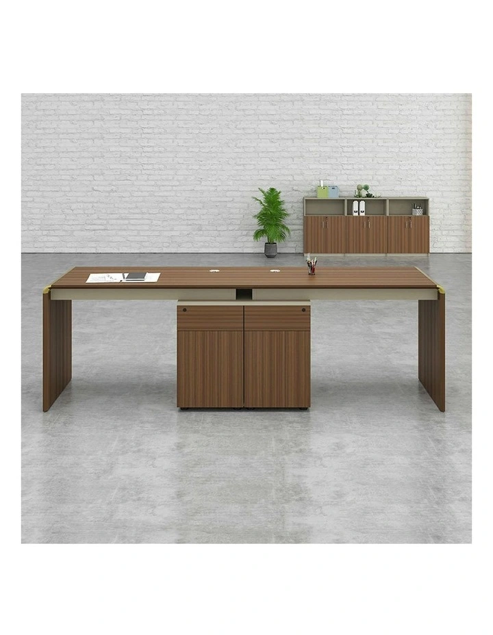 ANDERSON 2 People Workstation 2.4M - Hazelnut & Beige image 3