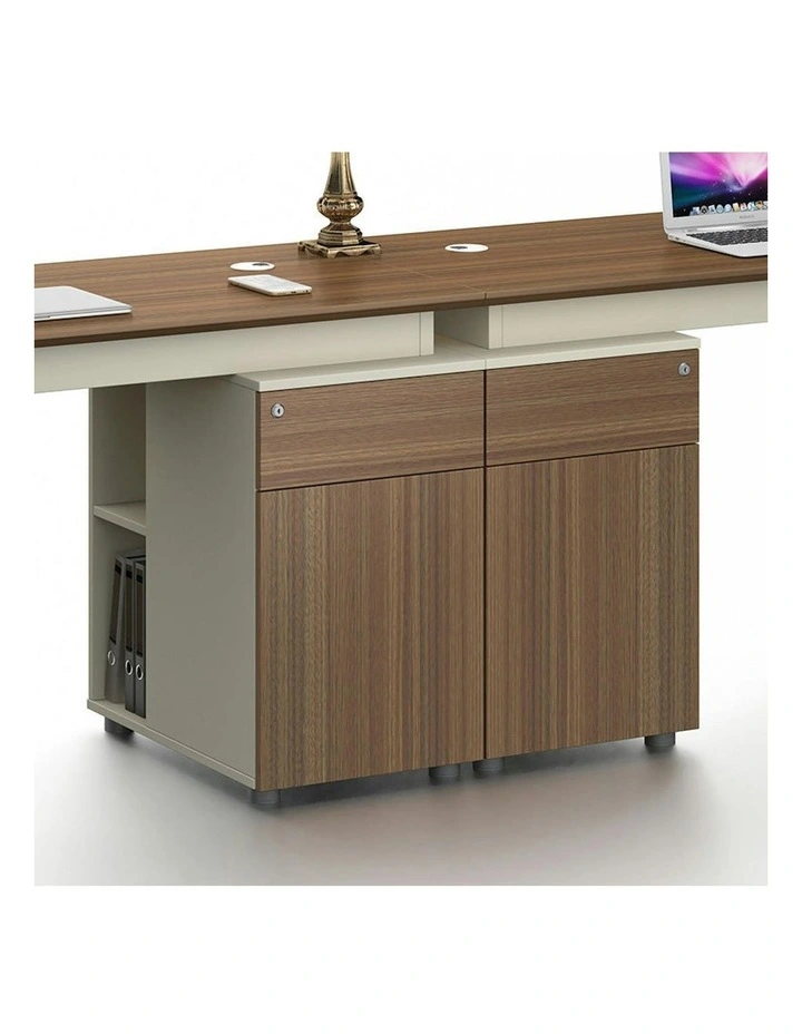 ANDERSON 2 People Workstation 2.4M - Hazelnut & Beige image 4