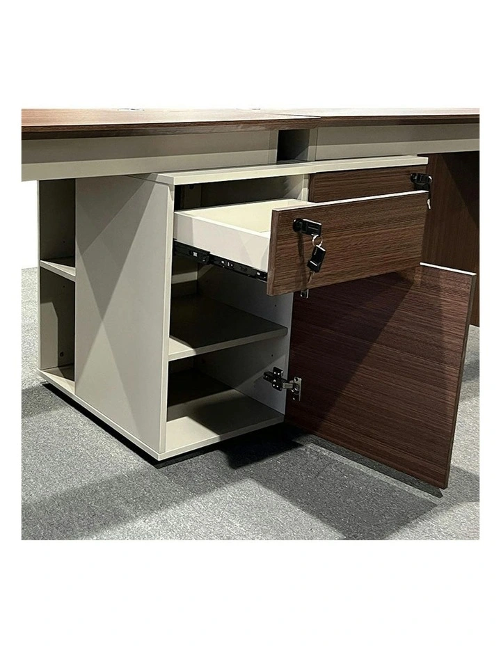 ANDERSON 2 People Workstation 2.4M - Hazelnut & Beige image 5