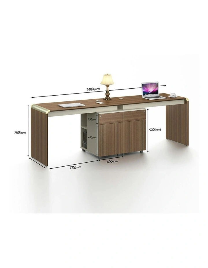 ANDERSON 2 People Workstation 2.4M - Hazelnut & Beige image 6